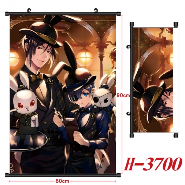 Kuroshitsuji Anime Black Plastic Rod Canvas Painting Wall Scroll 60X90CM