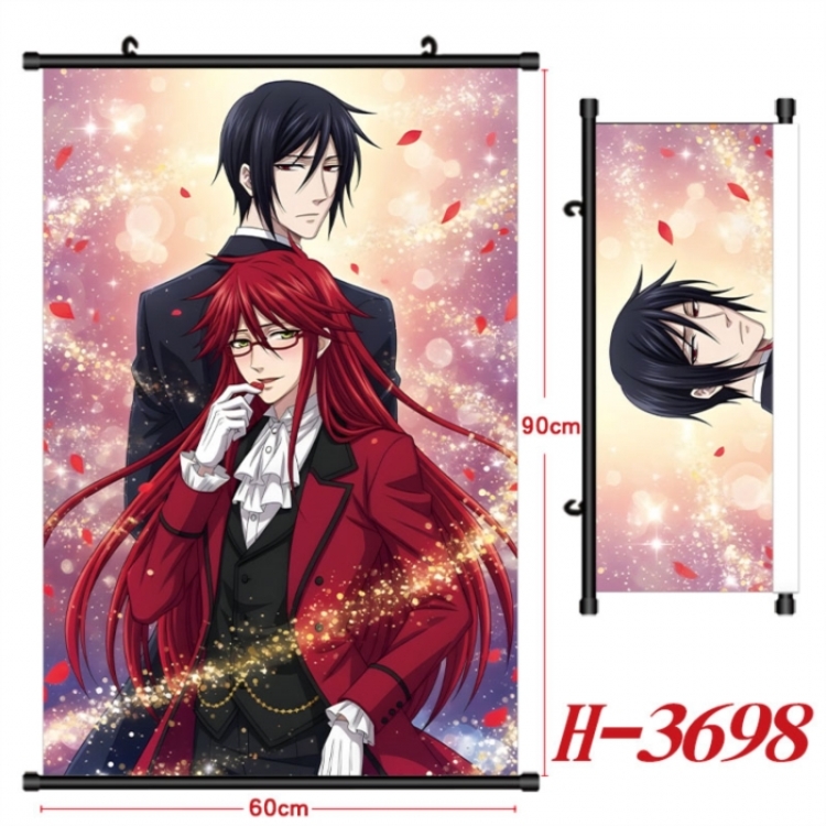 Kuroshitsuji Anime Black Plastic Rod Canvas Painting Wall Scroll 60X90CM