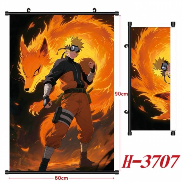 Naruto Anime Black Plastic Rod Canvas Painting Wall Scroll 60X90CM