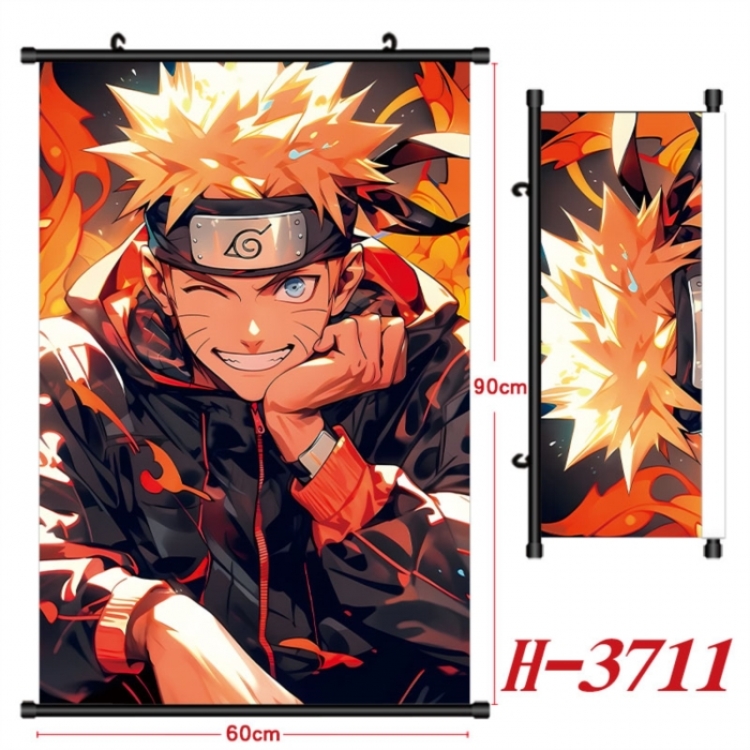 Naruto Anime Black Plastic Rod Canvas Painting Wall Scroll 60X90CM