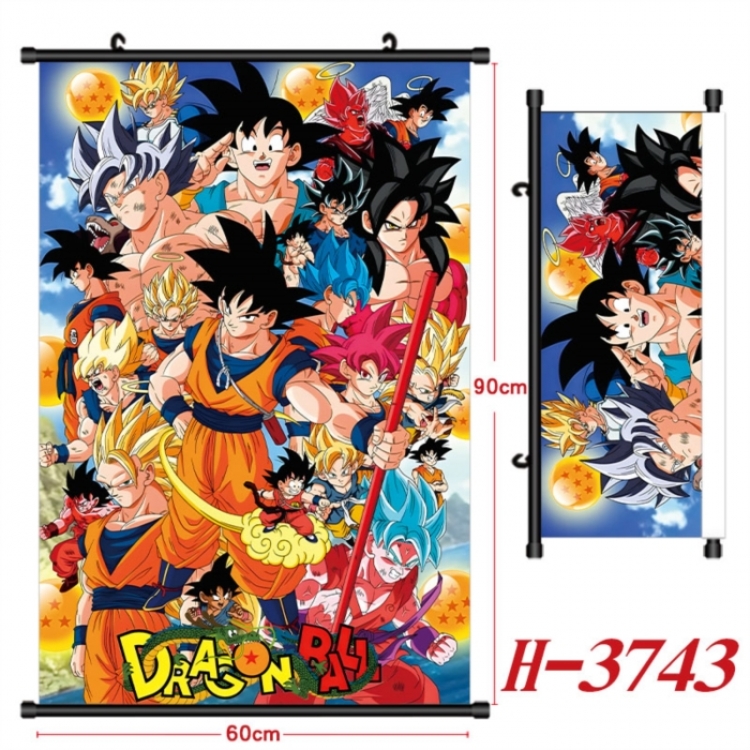 DRAGON BALL Anime Black Plastic Rod Canvas Painting Wall Scroll 60X90CM