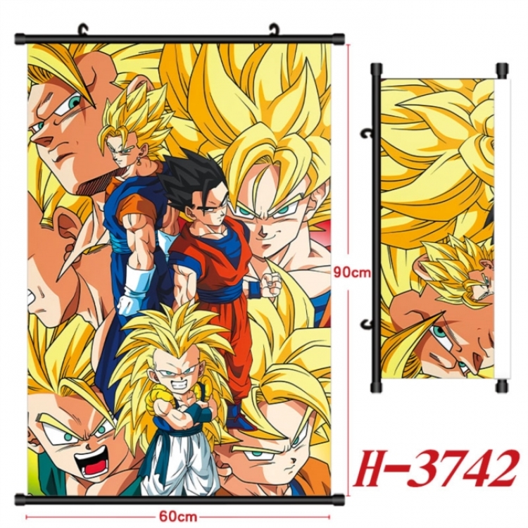 DRAGON BALL Anime Black Plastic Rod Canvas Painting Wall Scroll 60X90CM
