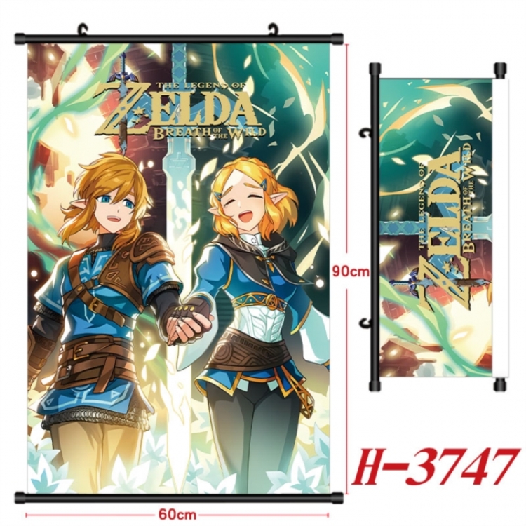 The Legend of Zelda Anime Black Plastic Rod Canvas Painting Wall Scroll 60X90CM
