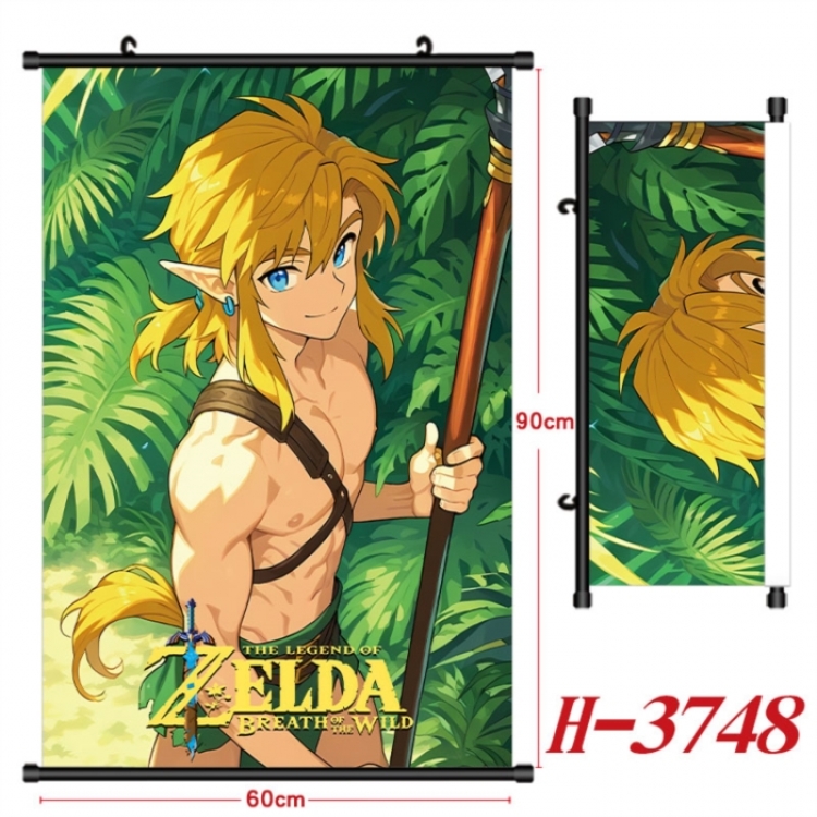 The Legend of Zelda Anime Black Plastic Rod Canvas Painting Wall Scroll 60X90CM