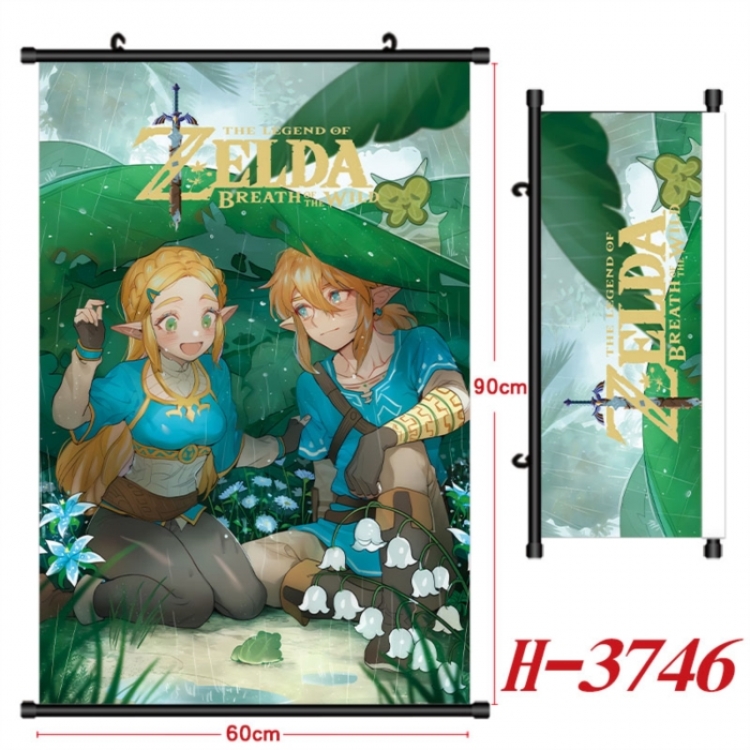 The Legend of Zelda Anime Black Plastic Rod Canvas Painting Wall Scroll 60X90CM