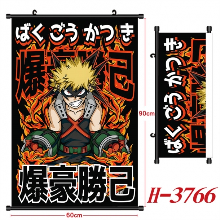 My Hero Academia Anime Black Plastic Rod Canvas Painting Wall Scroll 60X90CM