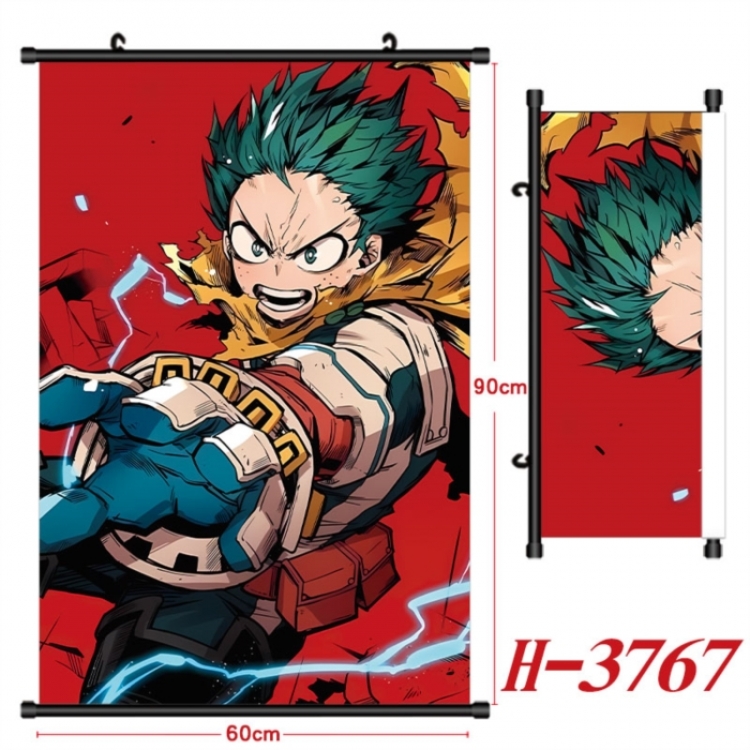 My Hero Academia Anime Black Plastic Rod Canvas Painting Wall Scroll 60X90CM