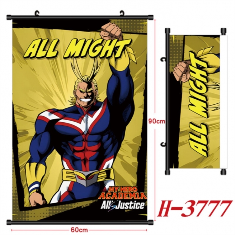 My Hero Academia Anime Black Plastic Rod Canvas Painting Wall Scroll 60X90CM