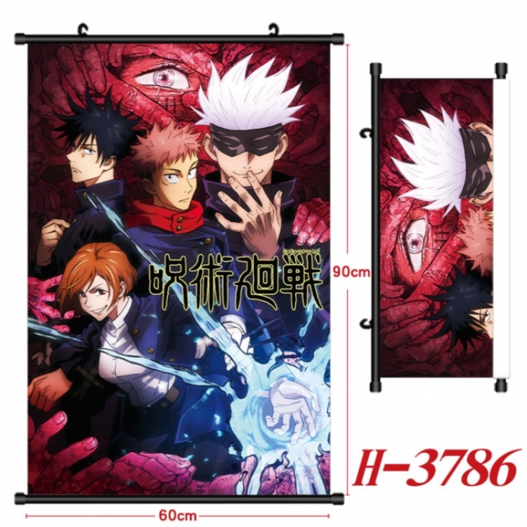 Jujutsu Kaisen Anime Black Plastic Rod Canvas Painting Wall Scroll 60X90CM