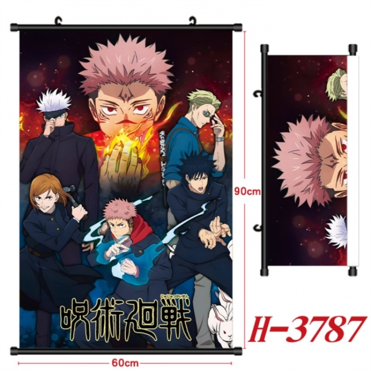 Jujutsu Kaisen Anime Black Plastic Rod Canvas Painting Wall Scroll 60X90CM