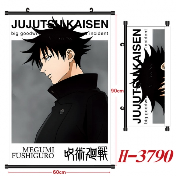 Jujutsu Kaisen Anime Black Plastic Rod Canvas Painting Wall Scroll 60X90CM