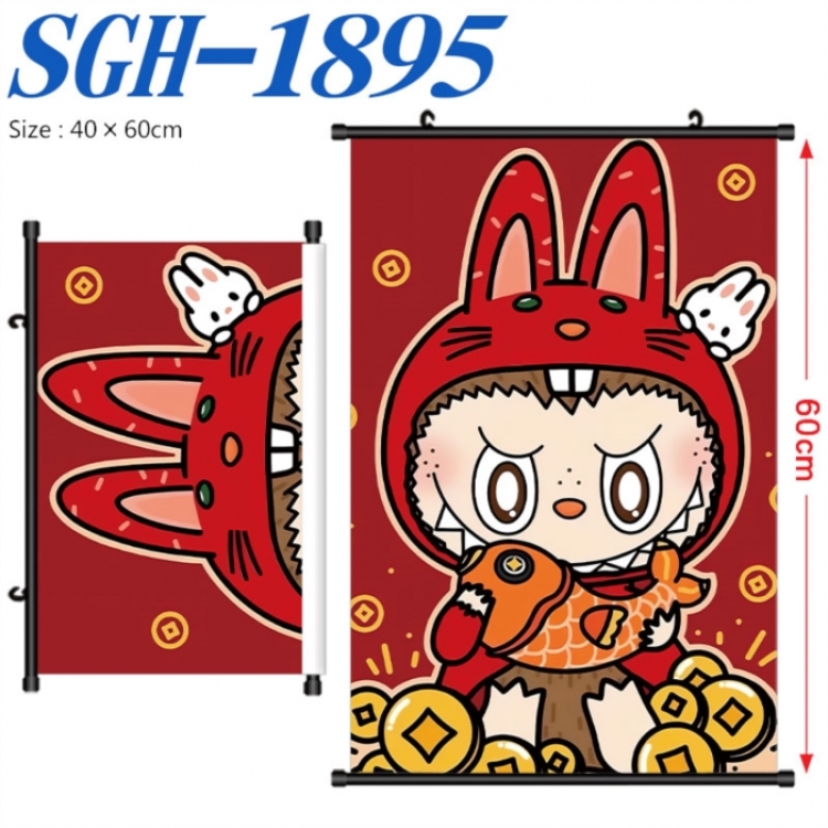 Labubu Anime digital printed pole style hanging picture Wall Scroll 40x60cm