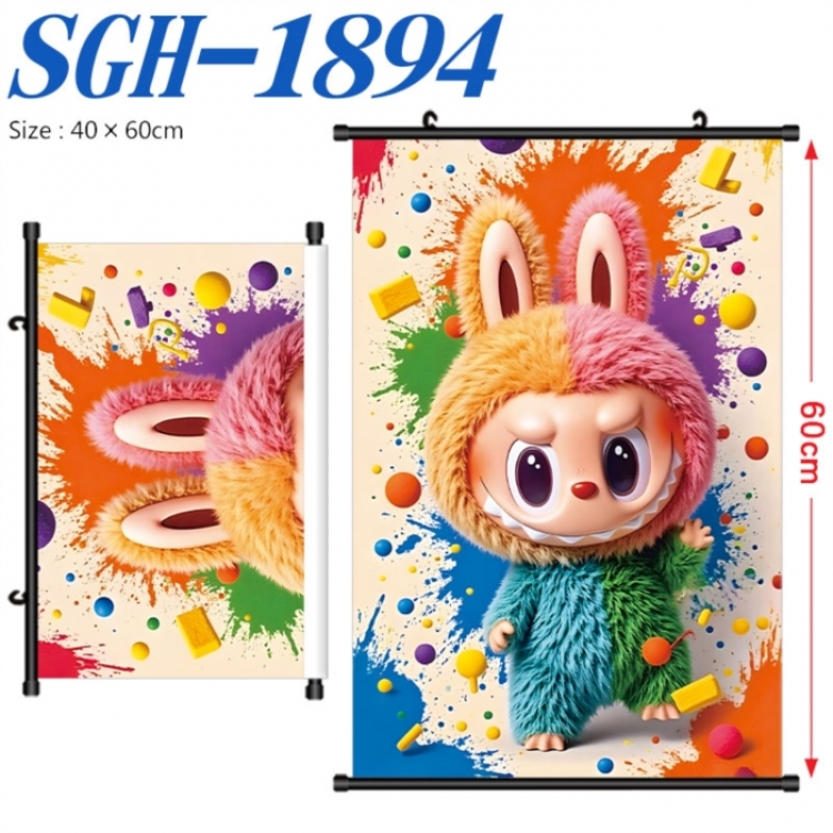 Labubu Anime digital printed pole style hanging picture Wall Scroll 40x60cm