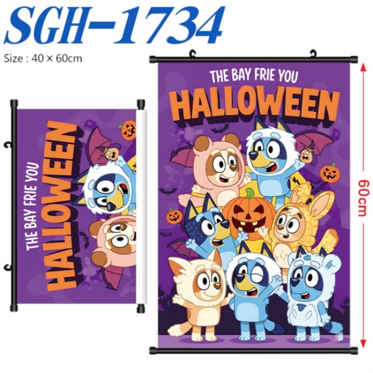 Bluey Anime digital printed pole style hanging picture Wall Scroll 40x60cm