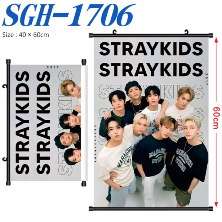 StrayKids Anime digital printed pole style hanging picture Wall Scroll 40x60cm