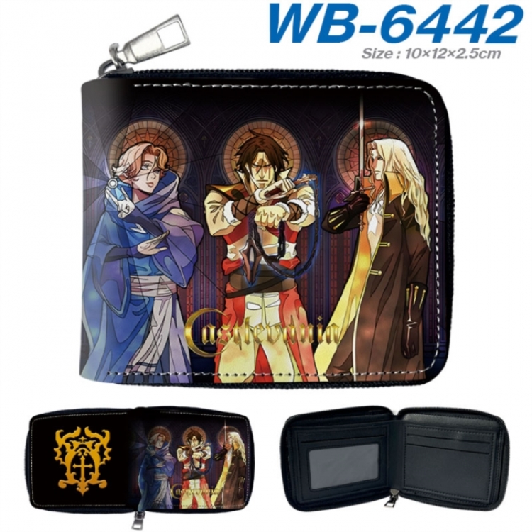 Castlevania Anime color short full zip folding wallet 10x12x2.5cm