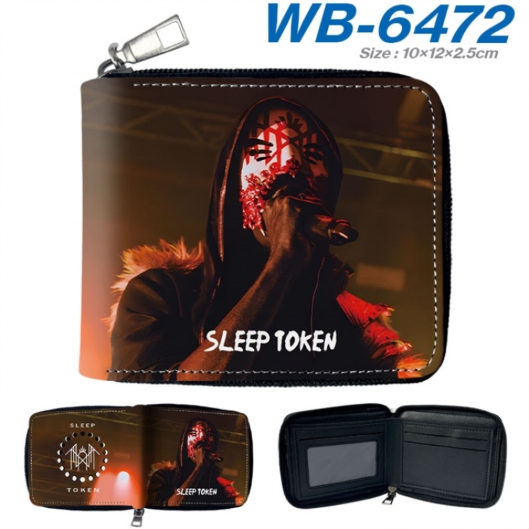 Sleep Token Anime color short full zip folding wallet 10x12x2.5cm