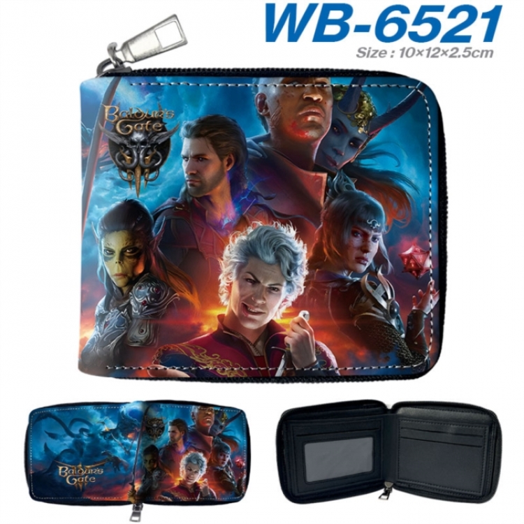 Baldur's Gate Anime color short full zip folding wallet 10x12x2.5cm
