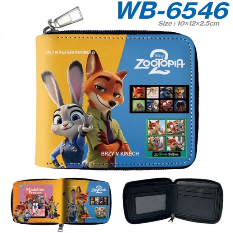 Zootopia Anime color short full zip folding wallet 10x12x2.5cm