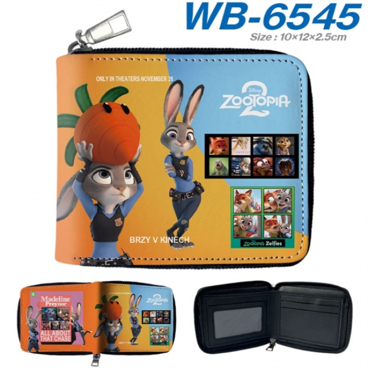Zootopia Anime color short full zip folding wallet 10x12x2.5cm
