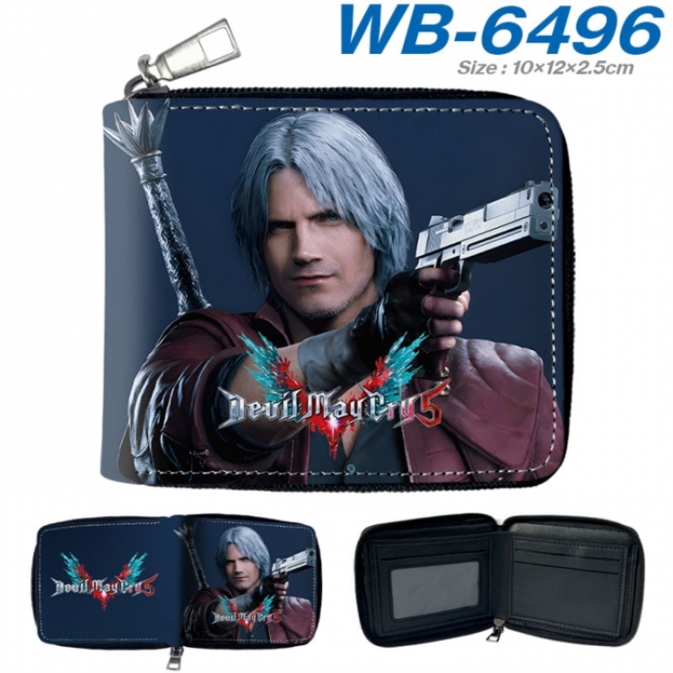 Devil May Cry Anime color short full zip folding wallet 10x12x2.5cm