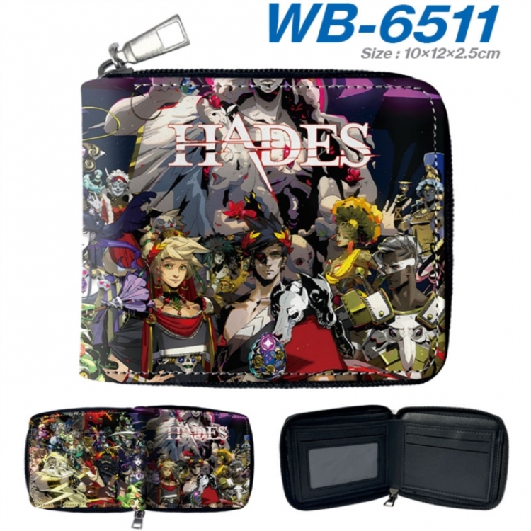 Hades Anime color short full zip folding wallet 10x12x2.5cm