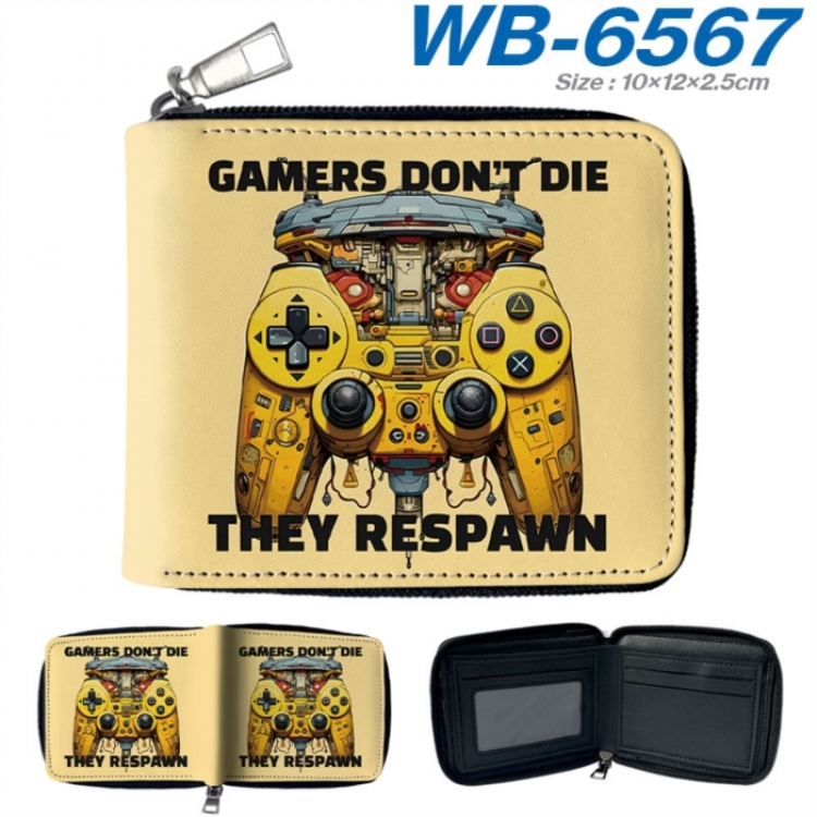 GamePad Anime color short full zip folding wallet 10x12x2.5cm