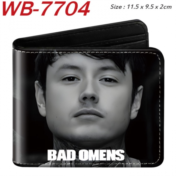 Bad Omens Animation color PU leather half fold wallet 11.5X9X2CM