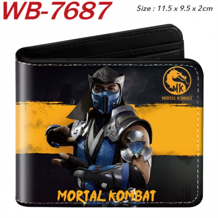 Mortal Kombat Animation color PU leather half fold wallet 11.5X9X2CM
