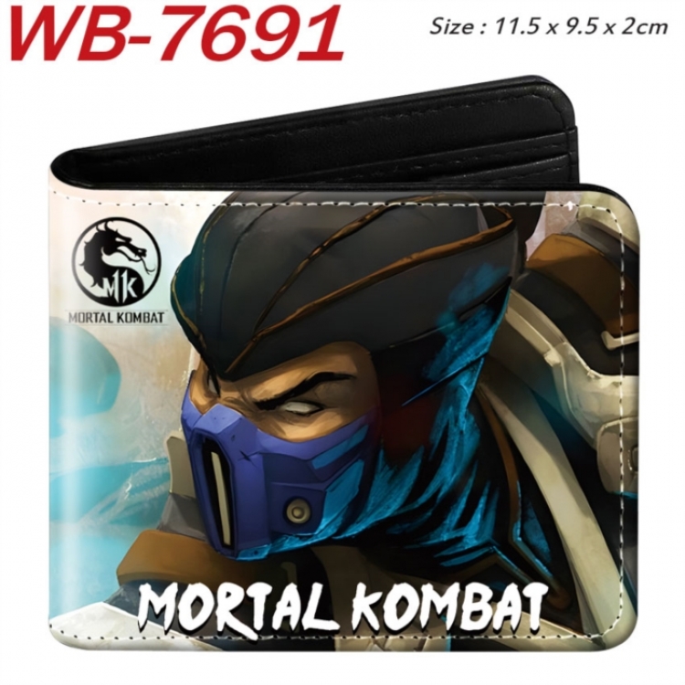 Mortal Kombat Animation color PU leather half fold wallet 11.5X9X2CM