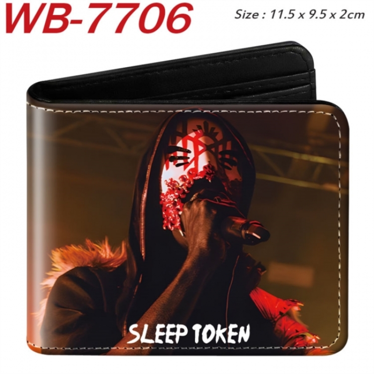 Sleep Token Animation color PU leather half fold wallet 11.5X9X2CM