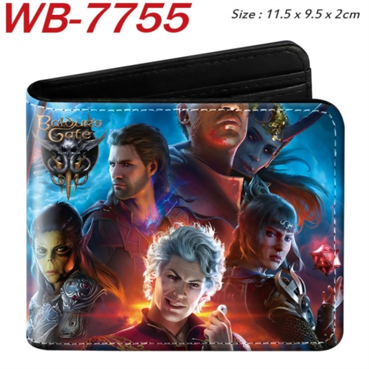 Baldur's Gate Animation color PU leather half fold wallet 11.5X9X2CM