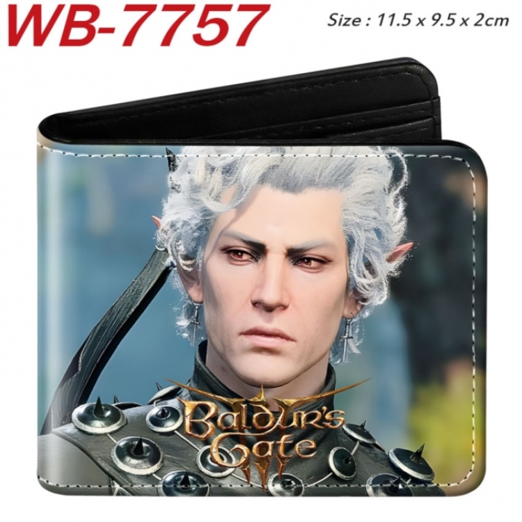 Baldur's Gate Animation color PU leather half fold wallet 11.5X9X2CM