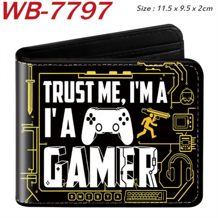 GamePad Animation color PU leather half fold wallet 11.5X9X2CM