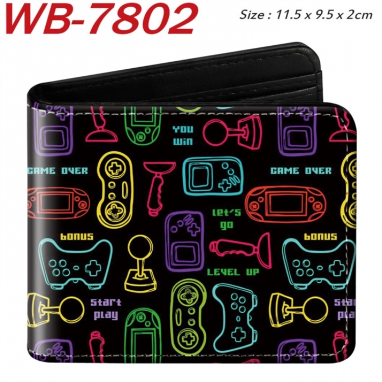 GamePad Animation color PU leather half fold wallet 11.5X9X2CM