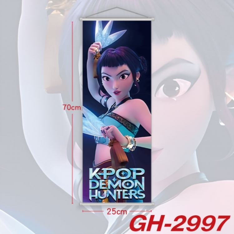 K-Pop Demon Hunters Plastic Rod Cloth Small Hanging Canvas Painting Wall Scroll 25x70cm price for 5 pcs