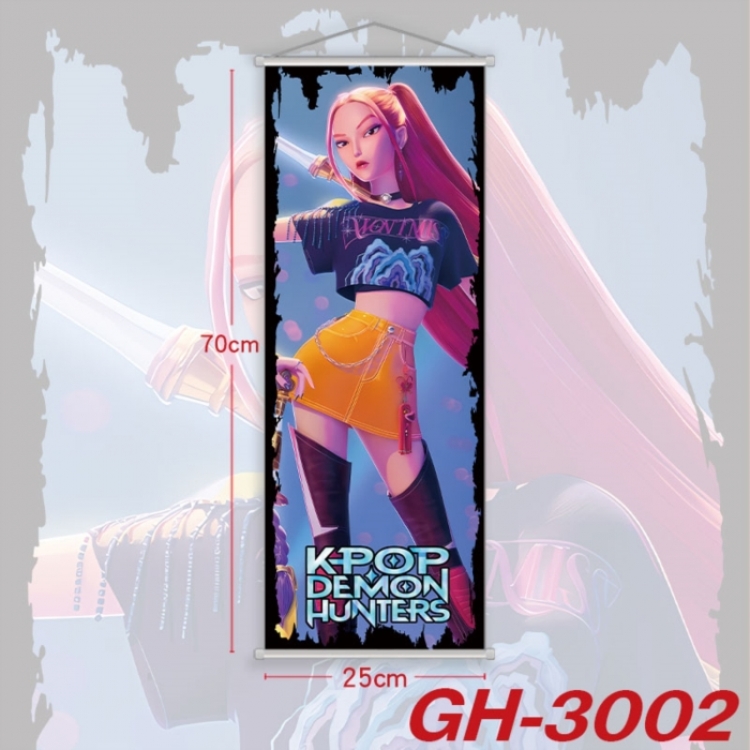 K-Pop Demon Hunters Plastic Rod Cloth Small Hanging Canvas Painting Wall Scroll 25x70cm price for 5 pcs
