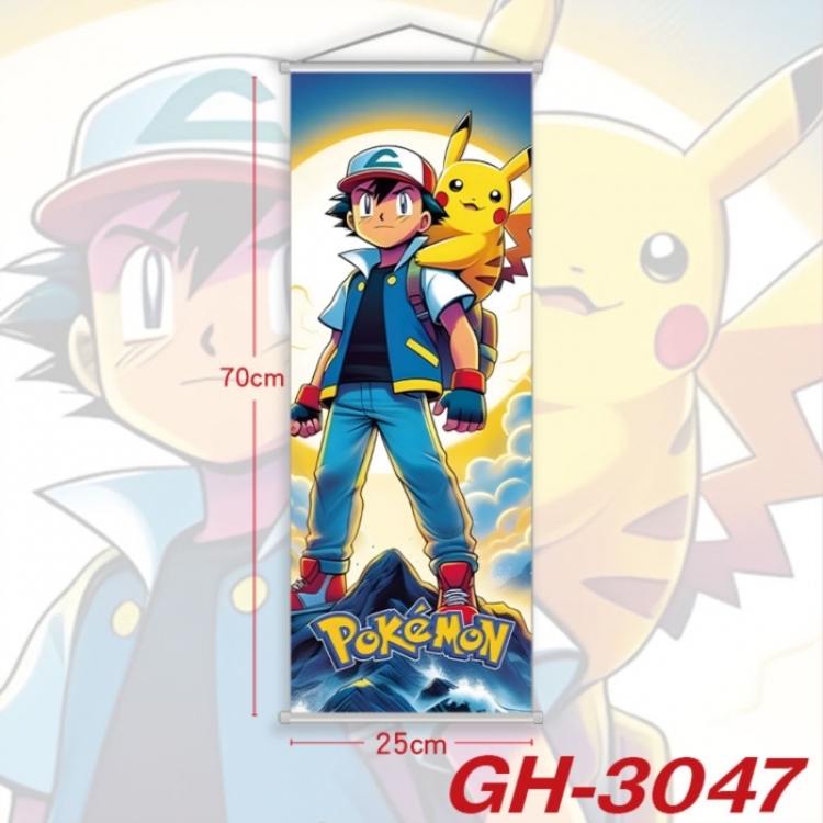 Pokemon Plastic Rod Cloth Small Hanging Canvas Painting Wall Scroll 25x70cm price for 5 pcs