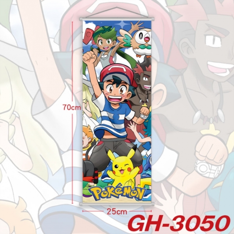 Pokemon Plastic Rod Cloth Small Hanging Canvas Painting Wall Scroll 25x70cm price for 5 pcs