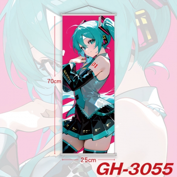 Hatsune Miku Plastic Rod Cloth Small Hanging Canvas Painting Wall Scroll 25x70cm price for 5 pcs