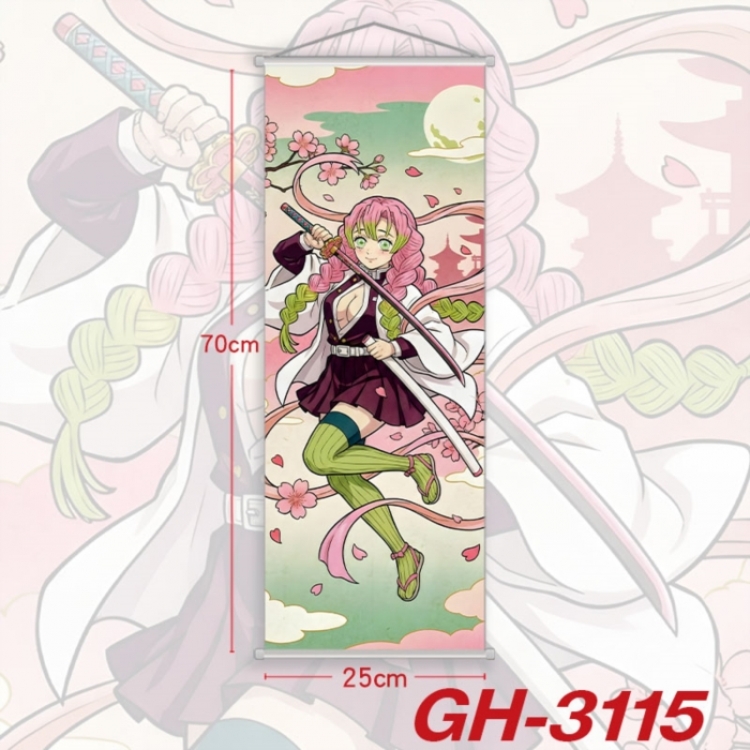 Demon Slayer Kimets Plastic Rod Cloth Small Hanging Canvas Painting Wall Scroll 25x70cm price for 5 pcs
