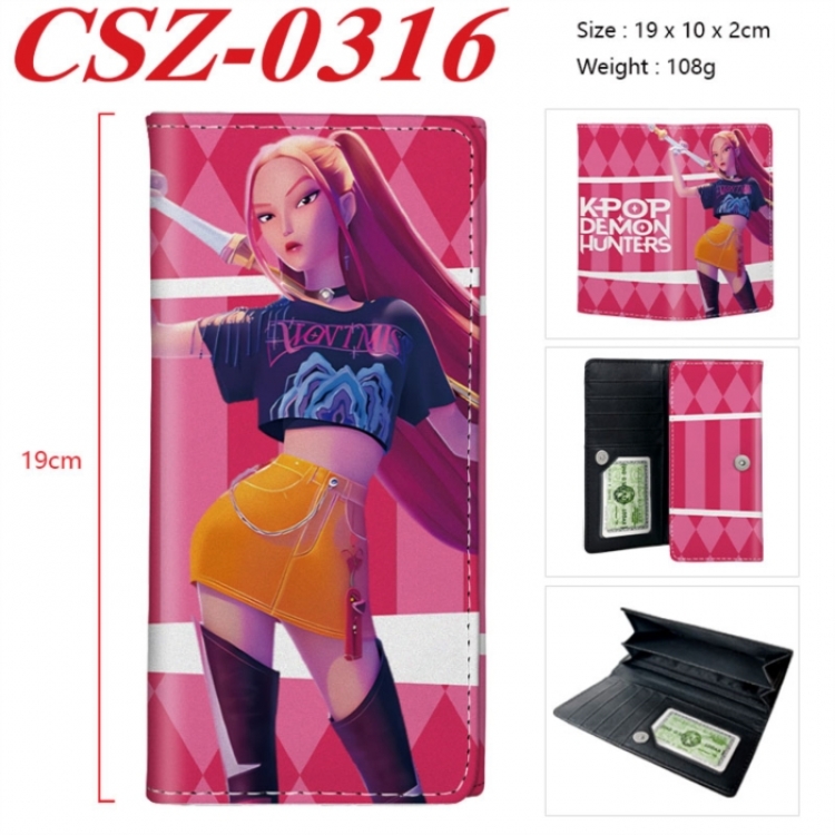 K-Pop Demon Hunters Anime peripheral long three fold wallet 19x10x2cm