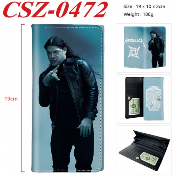 Metallica Anime peripheral long three fold wallet 19x10x2cm