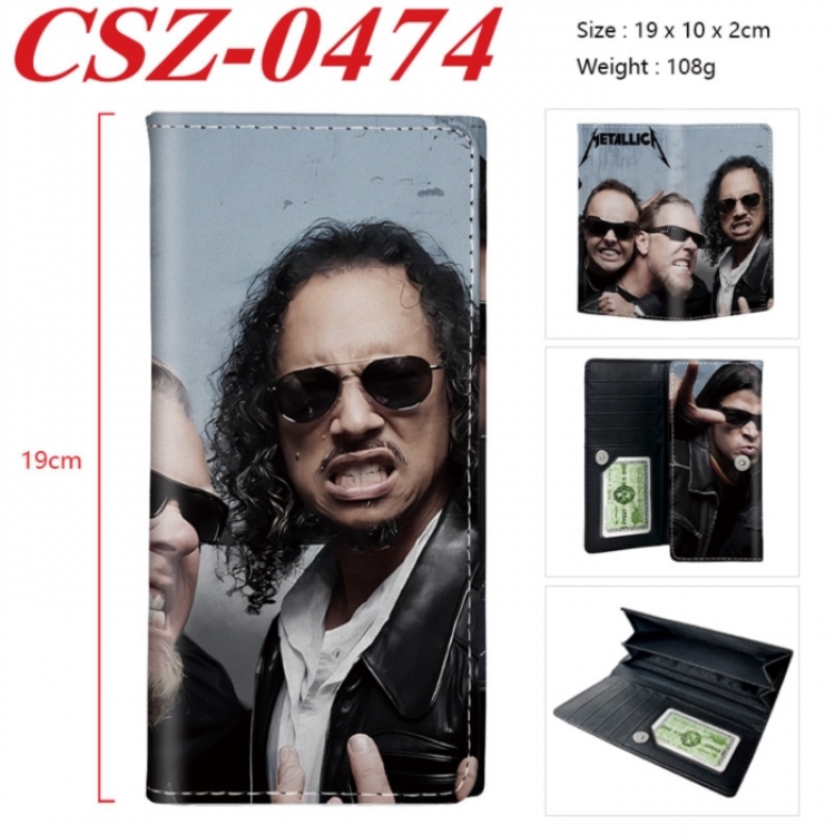 Metallica Anime peripheral long three fold wallet 19x10x2cm