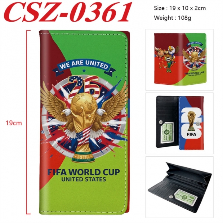 World Cup Anime peripheral long three fold wallet 19x10x2cm