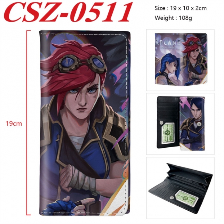 Arcane：League of Legends Anime peripheral long three fold wallet 19x10x2cm
