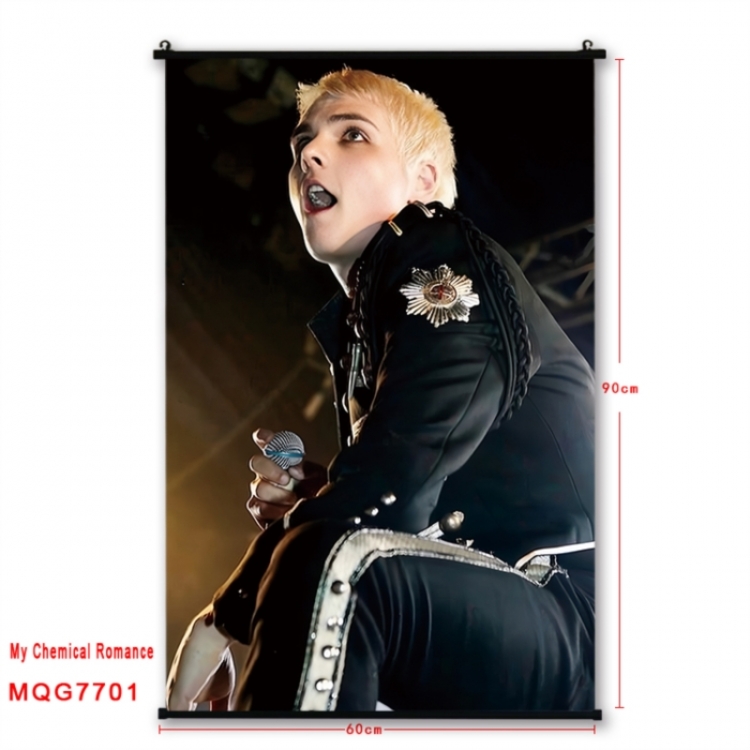 My Chemical Romance Anime black Plastic rod Cloth painting Satin cloth Wall Scroll 60X90CM 