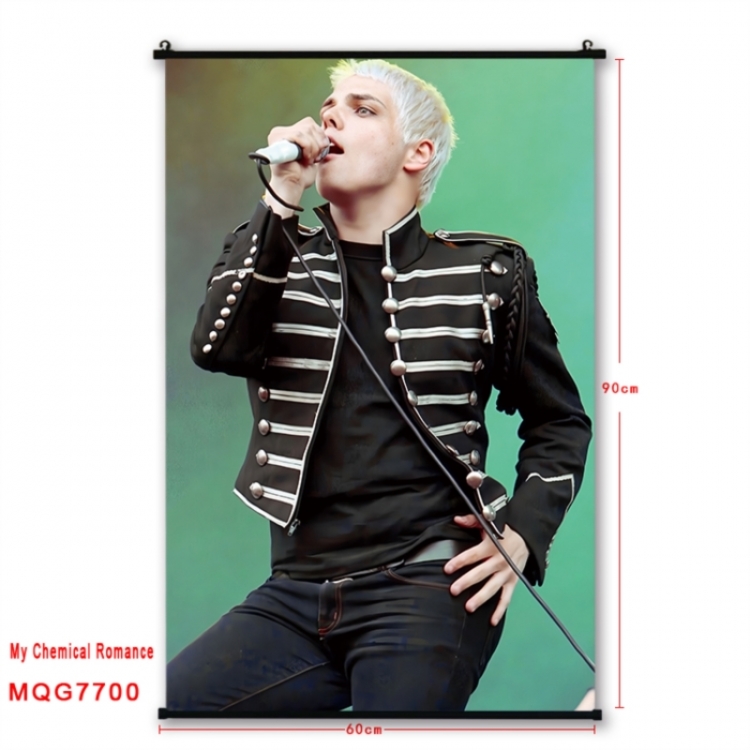 My Chemical Romance Anime black Plastic rod Cloth painting Satin cloth Wall Scroll 60X90CM 