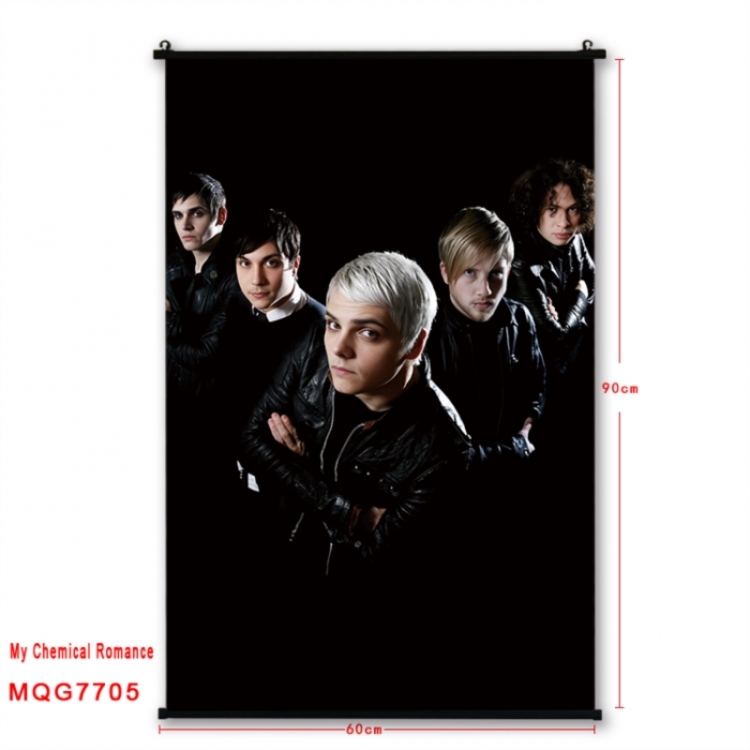 My Chemical Romance Anime black Plastic rod Cloth painting Satin cloth Wall Scroll 60X90CM 