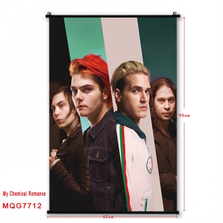 My Chemical Romance Anime black Plastic rod Cloth painting Satin cloth Wall Scroll 60X90CM 